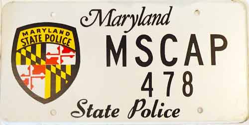 Maryland police license plate