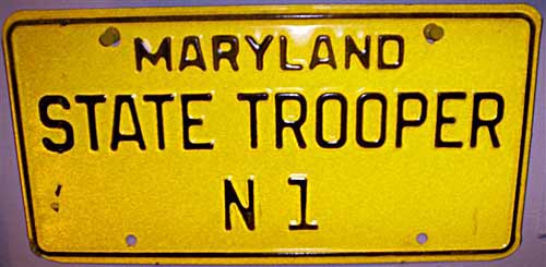 Maryland police license plate