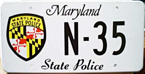 Maryland police license plate