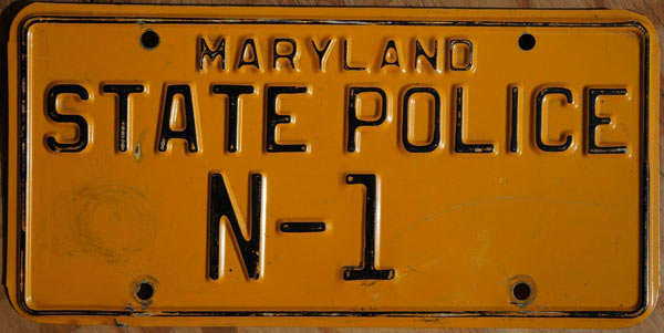 Maryland police license plate