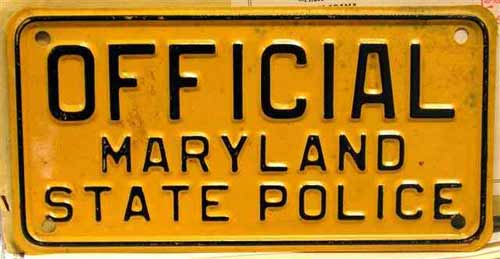 Maryland police license plate