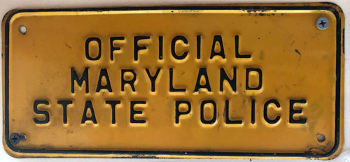 Maryland police license plate