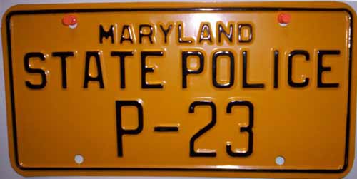 Maryland police license plate