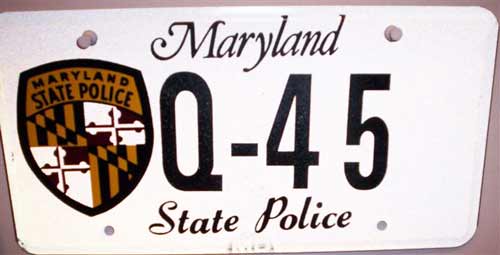 Maryland police license plate