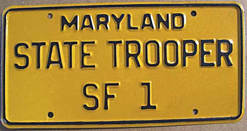 Maryland police license plate