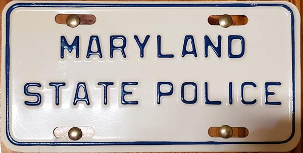 Maryland police license plate