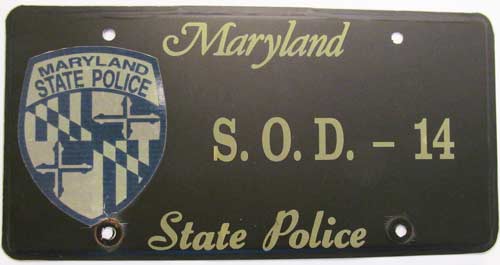 Maryland police license plate