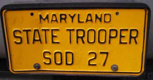 Maryland police license plate