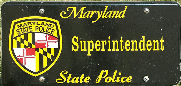 Maryland police license plate