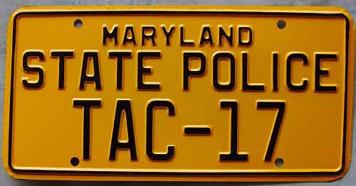 Maryland police license plate