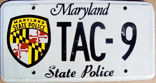 Maryland police license plate