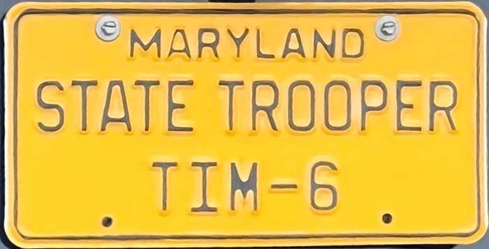 Maryland police license plate