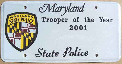 Maryland police license plate