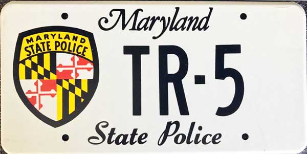 Maryland police license plate