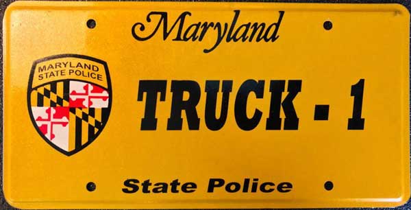 Maryland police license plate