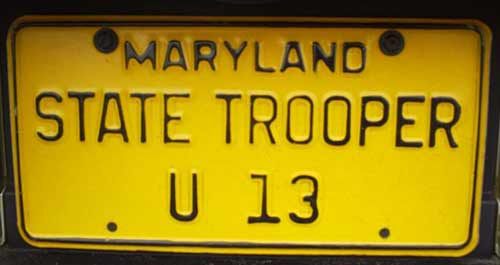 Maryland police license plate