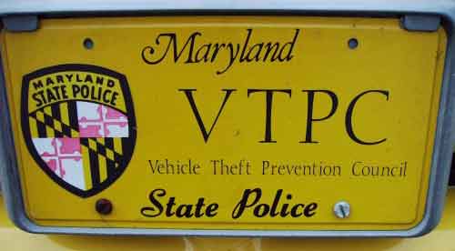 Maryland police license plate