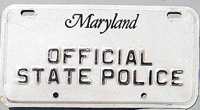 Maryland police license plate