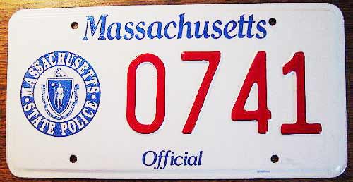 Massachusetts police license plate image