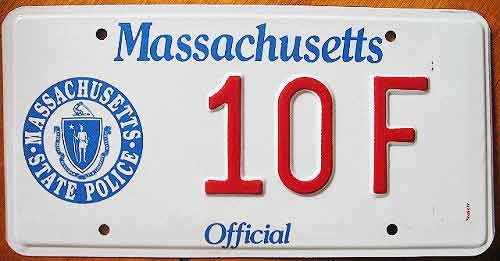 Massachusetts police license plate image