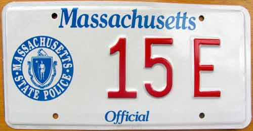 Massachusetts police license plate