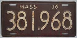 Massachusetts police license plate