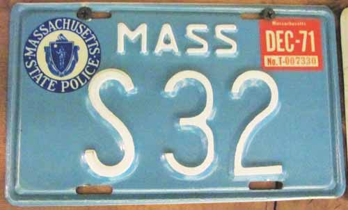 Massachusetts police license plate image