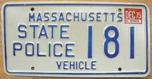 Massachusetts police license plate image