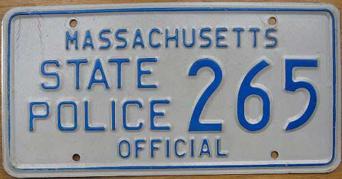 Massachusetts police license plate image