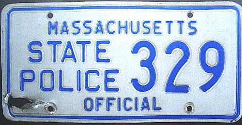 Massachusetts police license plate image