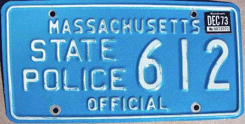 Massachusetts police license plate image