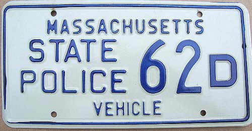 Massachusetts police license plate image