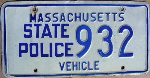 Massachusetts police license plate image