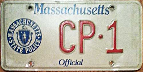 Massachusetts police license plate image