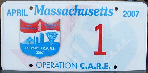 Massachusetts police license plate image