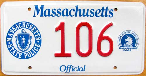 Massachusetts police license plate image