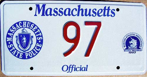 Massachusetts police license plate image