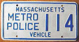 Massachusetts police license plate image