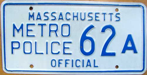 Massachusetts police license plate image