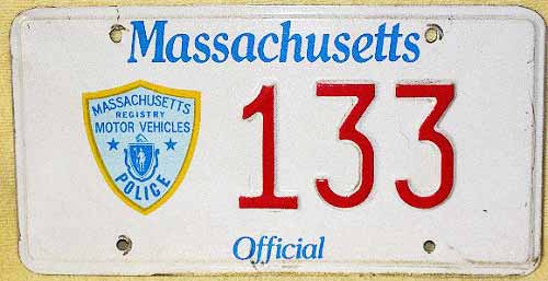 Massachusetts police license plate image