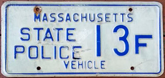 Massachusetts police license plate image