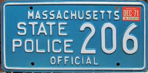 Massachusetts police license plate image