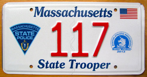 Massachusetts police license plate image