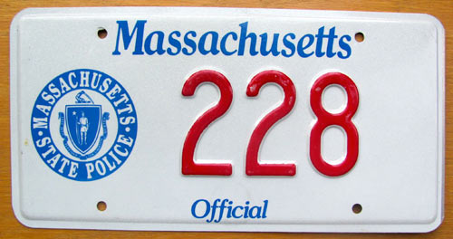 Massachusetts police license plate image