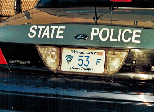 Massachusetts police license plate image