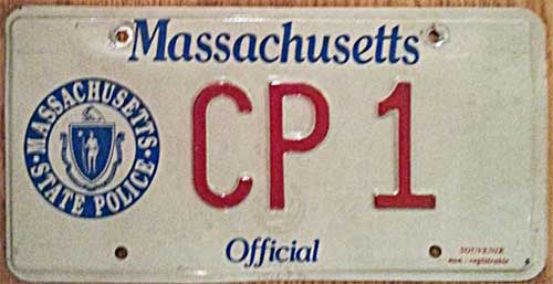 Massachusetts police license plate image