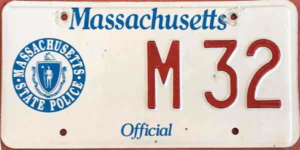 Massachusetts police license plate image