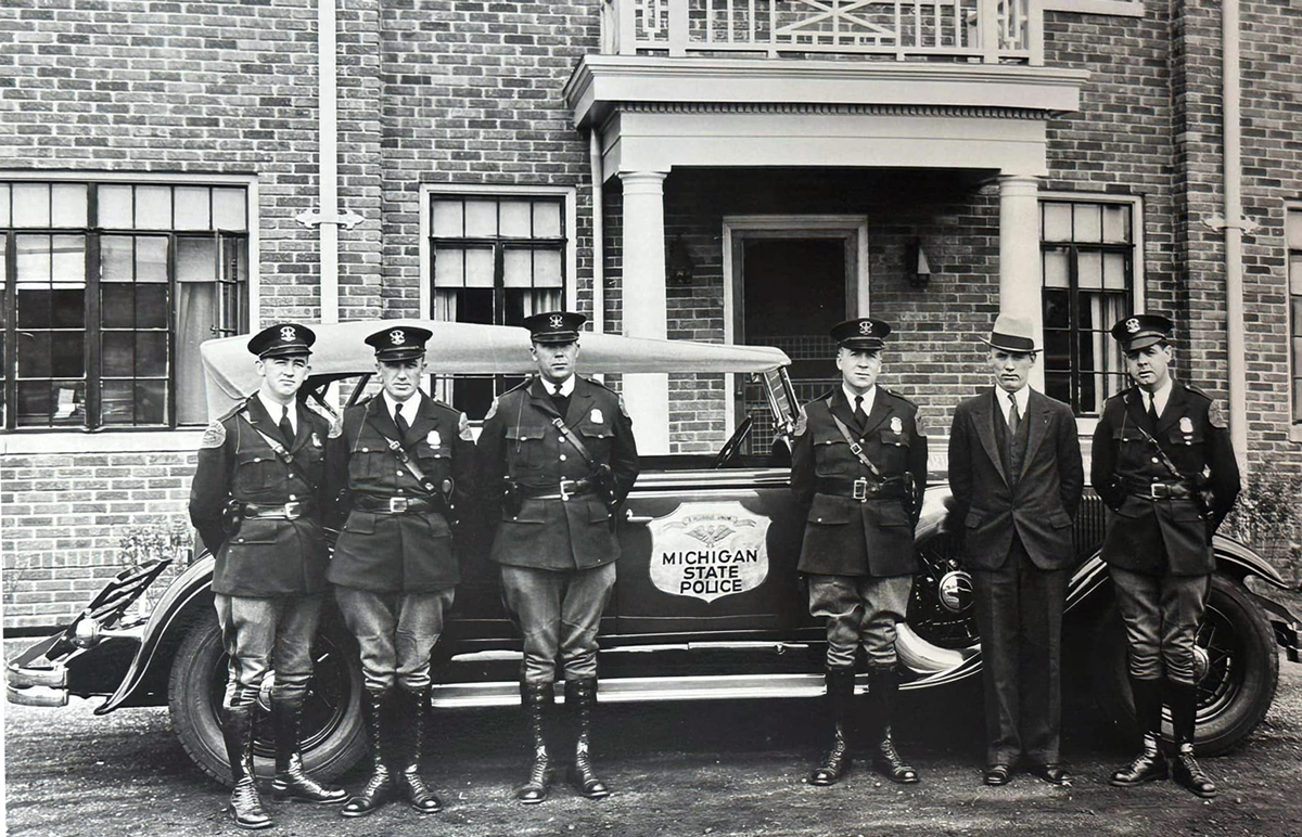 Michigan police cars and officers