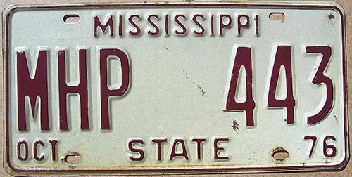 Mississippi license plate image