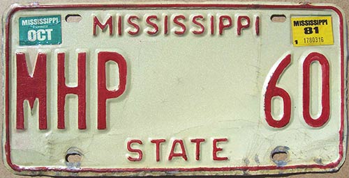 Mississippi license plate image